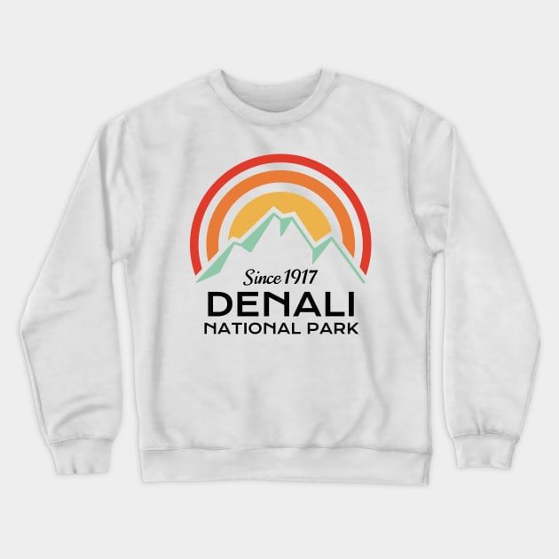 Denali National Park Retro Sticker Crewneck Sweatshirt by roamfree